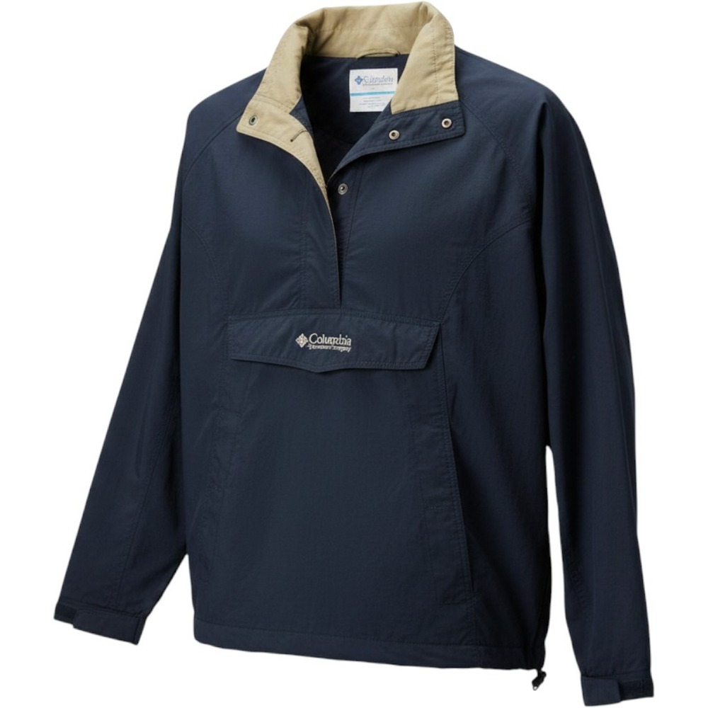 Columbia Hooded Button Pockets Windbreaker Jacket Navy Mid-Length Women's Size L